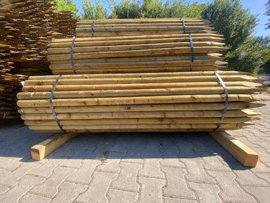 100 St Holzpfosten 2 m rund gefräst 6 cm Zaunpfähle Zaunpfosten Holz Pfosten 
